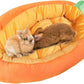 Bunny Bed, Rabbit Bed Carrot Shape, Soft & Machine Washable with Removable Cushion for Guinea Pig Chinchilla Squirrel Hedgehog and Other Small Animals (Carrot Shape)