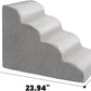 MEWANG Dog Stairs for Small & Medium Dogs and Old Cats –3/4/ 5 Steps High-Density Foam Pet Ramp for Bed & Couch, Non-Slip, Washable Cover, Grey (Round Corner, 4 Steps: 23.94''×18.27''×14.96'', 2)