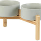 Ceramic Raised Double Bowls Set with Stand, Food & Water Bowls for Medium Breed Dogs, Weighted Dog Dishes, Pet Bowl(7.3'',41OZ, Grey)
