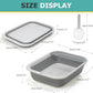 Foldable Cat Litter Box, Large Height-Adjustable Anti-Splash Open Air Kitty Litter Pan, Easy Clean with Scoop (Gray)
