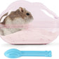 BUCATSTATE Hamster Dust Bath Container Hamster Sand Bath Kit Small Animal Toilet Cage Accessories for Gerbil, Syrian Hamster, Mouse, Rat (Pink, Medium)
