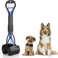 PPOGOO Non-Breakable 2PCS Pooper Scoopers for Large Medium Small Dogs with 24.3inch Long Handle High Strength Material Durable Spring, Easy Grass and Gravel Pick Up Blue and Orange
