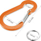 sprookber 3.2 Inch Aluminum Carabiner Clips D Ring, Caribeaner Spring Snap Hook with Keychain for Camping, Hiking, Gym & Outdoor Gear, Set of 10