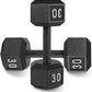 WF Athletic Supply Cast Iron Solid Hexagon Gray/Black Dumbbells, Strength Training Free Weights Set of 2 for Women and Men, Hand Weights Sold by Pairs, Multi-Select Size Options Available