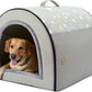 Jiupety 2 in 1 Dog House Indoor, Comfy Cave Bed Covered Dog Bed, Portable House for Large Dogs, 3XL(39"×32"×28"), Up to 90 Lb, Grey