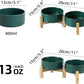 Ceramic Raised Double Bowls Set with Stand, 2 Heights Elevated, Food & Water Bowls for Small Breed Dogs, Cats, Kitty, Weighted Dog Dishes, Pet Bowls(5.1'',13.5oz, Green)