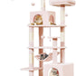 Taoqimiao Cat Tree, 68-Inch Cat Tree Cat Tower for Indoor Cats, Plush Multi-Level Cat Condo with 6 Scratching Posts, 2 Perches, 2 Caves,Hammock, 3 Pompoms,MS020SP Jelly Pink
