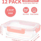 Glass Meal Prep Containers 12-Pack, 22oz Glass Food Storage Containers with Lids, Air-Tight, Leak-Resistant, Freezer to Microwave Safe-Pink Set