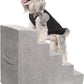 MEWANG Dog Stairs for Small & Medium Dogs and Old Cats –3/4/ 5 Steps High-Density Foam Pet Ramp for Bed & Couch, Non-Slip, Washable Cover, Grey (Square Corner, 5 Steps: 29.92''×22.83''×15.75'', 2)