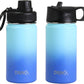 DRINCO Stainless Steel Water Bottle Spout Lid Vacuum Insulated Double Wall Water Bottle Wide Mouth (40oz 32oz 22oz 18oz 14oz) Leak Proof Keeps Cold or Hot (14 oz, 14oz Morning Sky Blue)