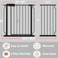 Fairy Baby Walk Through Baby Gate 43.5-48 Inch Wide, Pressure Mounted Safety Gate with Door No Drill, Black Tension Metal Gate for Dog and Toddler