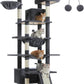 81" Heavy Duty Cat Tree for Large Cats up to 20lbs - Extra Tall Cat Tower with Metal Frame Hammock, 6 Sisal Scratching Posts, 2 Perches - Indoor Cat Furniture for Maine Coon, Dark Gray