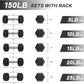 RitFit 5-650 LBS PVC Encased Hex Dumbbell Sets with Optional Rack for Home Gym, Hand weight with Chrome Handle for Strength Training, Workouts