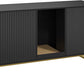 Litter Box Enclosure for 2 Cats, Fluted Hidden Cat Litter Box Furniture with Scratch Pad and Metal Legs, Modern Double Room Kitty House for Living Room, Washroom, 47.2”L x 17.7”W x 25.9”H, Black