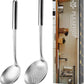 Pleafind 2-Pcs Ladle and Slotted Spoon, Soup Ladle and Strainer Spoons, Stainless Steel Cooking Spoon and Skimmer Spoons, Kitchen Utensils, Wok Utensils for Home and Restaurant, Dishwasher Safe