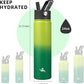 Insulated Water Bottle 24oz Stainless Steel Sport Bottles with 3 Lids,Bamboo Grove