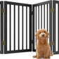 Black 37-74" Dog Gate Foldable Dog Gates for Doorways Stairs House Freestanding Pet Gate Puppy Barries 24 inches Tall