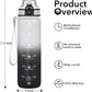 32oz Motivational Water Bottles with Time Marker & Fruit Strainer, Transparent Gradient Color Water Bottle with Times to Drink, Leakproof & BPA Free, Reusable Bottle with Strap (No Straw)