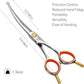 Fenice Peak 5'' Small Curved Scissors Lightweight Dog Cat Grooming Scissors with Safety Round Tip JP440C Stainless Steel Sharp Blades for Body Facial Nose Ear and Paw Hair Easy Use