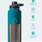 BUZIO 40 oz Water Bottle Insulated with Straw & 3 lid and Carrying Pouch, Leak Proof Anti-Slip Stainless Steel Water Flask Jug, Cold for 48 Hrs Double Vacuum Thermo Canteen, BPA-Free, Dark Blue