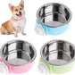 kathson Crate Dog Bowl, Removable Stainless Steel Hanging Pet Cage Bowl Food & Water Feeder Coop Cup for Cat, Puppy, Birds, Rats, Guinea Pigs 3pcs(Blue,Green,Pink)