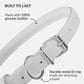 CollarDirect Rolled Leather Dog Collar, Soft Padded Round Puppy Collar, Handmade Genuine Leather Collar Dog Small Large Cat Collars 13 Colors (13-16 Inch, White Smooth)