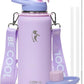Coolflask Water Bottle with Straw, 32 oz Insulated Metal Water Flask with Straw & Spout Lids, Stainless Steel Double Wall Vacuum, Keep Cold 48h Hot 24h, Leak Proof & Non-BPA, Lavender