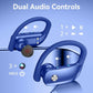 bmani Ear Buds Wireless Earbuds Bluetooth Headphones with 80H Playtime LED Display Case, Over-Ear Hook with Mic, Stereo Sound, Easy Button Controls, Sports Earphones for Running Workout Gym Blue