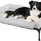 Veehoo Cooling Elevated Dog Bed Add Removable Deluxe Rose Plush Bolster Cushion Mat, 41" x 27" Washable Dog Couch Bed, Raised Pet Cot with Breathable Teslin Mesh, No-Slip Feet, Grey, CWC2439B