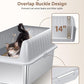 Cat Litter Box Stainless Steel XL with Lid, Enclosed Metal Extra Large Litter Box Pan High Sided with Scoop for Big Cats, Non-Sticky, Anti-Urine Leakage, Easy Cleaning