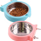 kathson Crate Dog Bowl, Removable Stainless Steel Hanging Pet Cage Bowl Food & Water Feeder Coop Cup for Cat, Puppy, Birds, Rats, Guinea Pigs (2pcs(Pink,Blue))
