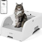 S6 Self Cleaning Litter Box, Upgraded Automatic Cat Litter Box Self Cleaning That Can Use Clumping Cat Litter, Open Design with Cats Taking to It Immediately, Anti Pinch and Odorless