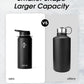Coolflask 32 oz Water Bottle with Strap, Insulated Metal Water Flask with Straw & Spout Lids, Stainless Steel Double Wall Vacuum, Keep Cold 48h Hot 24h, Leak Proof & Non-BPA, Magic Black