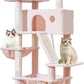 Taoqimiao Cat Tree 57.5-Inch, Cat Tower for Indoor Cats Large Adult, Extra Large Cat Condo, 8 Sisal Scratching Posts, Metal Frame Cozy Hammock, Durable Scratch Board, 2 Top Perches, Jelly Pink MS026P