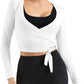 Women Tie Front Shrug Long Sleeve Bolero Cardigan Lightweight Casual Tops
