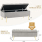 Velvet Storage Bench Ottoman with Soft Close Lid, End of Bed Bench Upholstered Fabric Storage Ottoman Bench for Bedroom Entryway Living Room, Grey