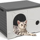 Plastic Outdoor Cat House Waterproof Feral Cat Shelter(Gray)