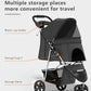 Pet Stroller with 3 Wheels for Small/Medium Pets, Portable Travel Foldable Carrier Jogger for Dog Cat Puppy Kitty, Rear Wheel Breaks, Storage Basket, Visible Mesh with Weather Cover (Black)