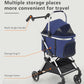 Pet Stroller with 4 Wheels for Small/Medium Pets, 3 in 1 Travel Foldable Detachable Carrier for Dog Cat Cage Jogger Stroller, Rear Wheel Breaks, Storage Basket, Car Seat (Navy Blue)