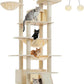 81" Heavy Duty Cat Tree for Large Cats up to 20lbs - Extra Tall Cat Tower with Metal Frame Hammock, 6 Sisal Scratching Posts, 2 Perches - Indoor Cat Furniture for Maine Coon, Big Cats, Beige
