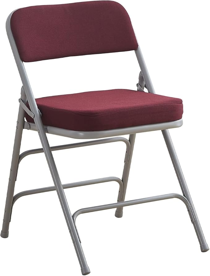 BOOSDEN Padded Folding Chair, Foldable Chair with Thick Cushion, Heavy Duty Metal Folding Chair for Outdoor & Indoor & Dining & Party, Red