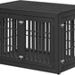 48" Heavy Duty Dog Crate Furniture for Small,Medium and Large Dogs,Rustic Wooden Dog Cage Kennel Indoor Furniture with Waterproof Top,Decorative Pet House Side End Table (Black)