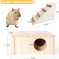 Fhiny Wooden Hamster Hideout for Small Animal, Gerbils Chamber Hut with Ladder Habitats Decor, Maze Climbing Toys for Dwarf Syrian Hamsters Mice and Other Small Pets