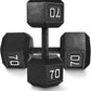 WF Athletic Supply Cast Iron Solid Hexagon Gray/Black Dumbbells, Strength Training Free Weights Set of 2 for Women and Men, Hand Weights Sold by Pairs, Multi-Select Size Options Available
