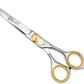 Sharf Dog Grooming Scissors, Gold Touch 7.5 Inch Straight Sharp Professional Pet Grooming Shear with Safety Round Tip, Ball Point for Safe and Easy Use for Cat or Dog Grooming