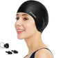 Swimming Cap, Silicone Swim Cap for Women Men, Durable Non-Slip Waterproof Swim Cap Protect Ears, Long Hair for Adults, Older Kids