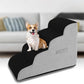 High Density Foam Dog Stairs Steps, Non-Slip Extra Wide Deep Pet Steps for Beds Or Couches, for Injured or Older Pets Dogs and Cats with Joint Pain (4-Tiers (Black))