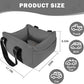 Dog Car Seat for Small Dogs, Large Leather Dog Car Bed with Storage Pocket, Waterproof PVC Leather Booster Seat Travel Bed for Front & Back Seat, Clip-On Safety Leash (Black/Grey)