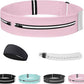 Running Belt for Women and Men, Adjustable Fanny Packs No Bounce Phone Holder for Running with Water Bottle & Headband, Waterproof Reflective Waist Packs for Runner Fits All Phones (L-Pink)