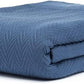 100% Cotton Herringbone Weave Blankets, 90"X90" Queen, Throw Blanket for Bed,All Season Cotton Blanket, Cozy Blanket,Throws Bed Blanket, Throw Blanket for Couch,Modern Home Decor -Navy Blue